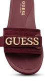 GUESS Women's Adjustable Logo Pool Slides - Burgundy