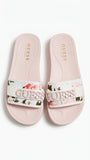 GUESS Women's Floral Logo Platform Slide Sandals - Pink