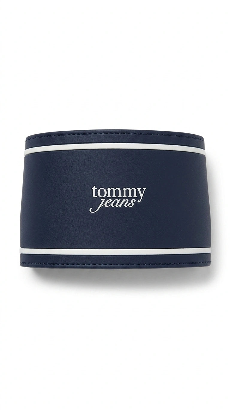 Tommy Jeans Script Logo Stripe Pool Slides - Navy