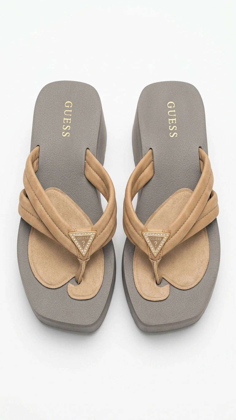 GUESS Women's Platform Thong Sandals - Taupe