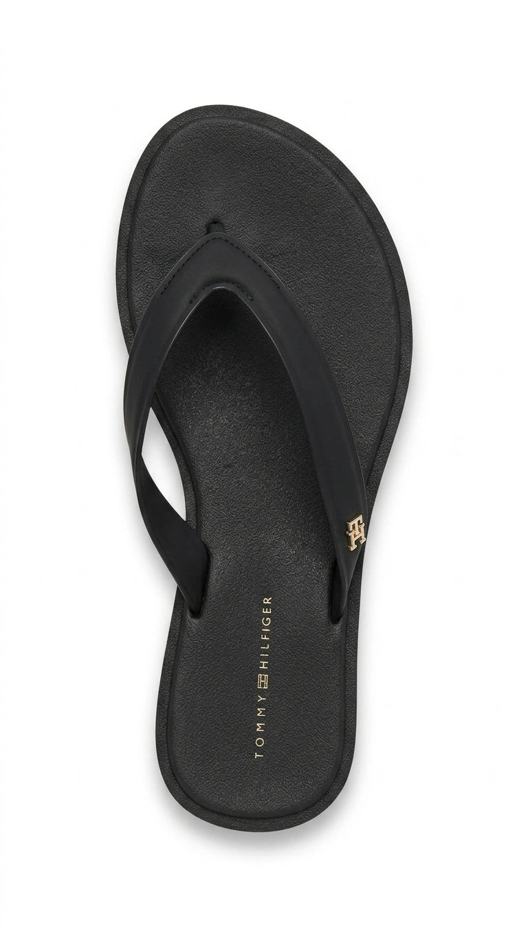 Tommy Hilfiger Women TH Monogram Flip Flops - Black