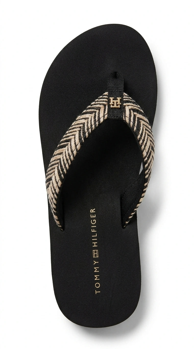 Tommy Hilfiger Women's Chevron Strap Flip Flops - Black