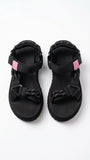 Tommy Hilfiger Women Platform Sport Sandals - Black with Pink Accents