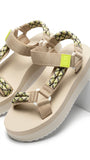 Tommy Hilfiger Women's Platform Rope Strap Sandals - Beige with Neon Yellow