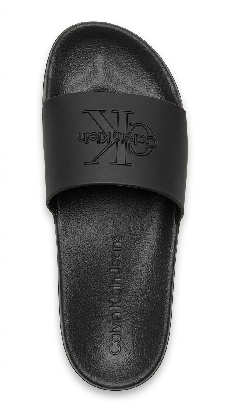 Calvin Klein Jeans CK Logo Pool Slides - Black
