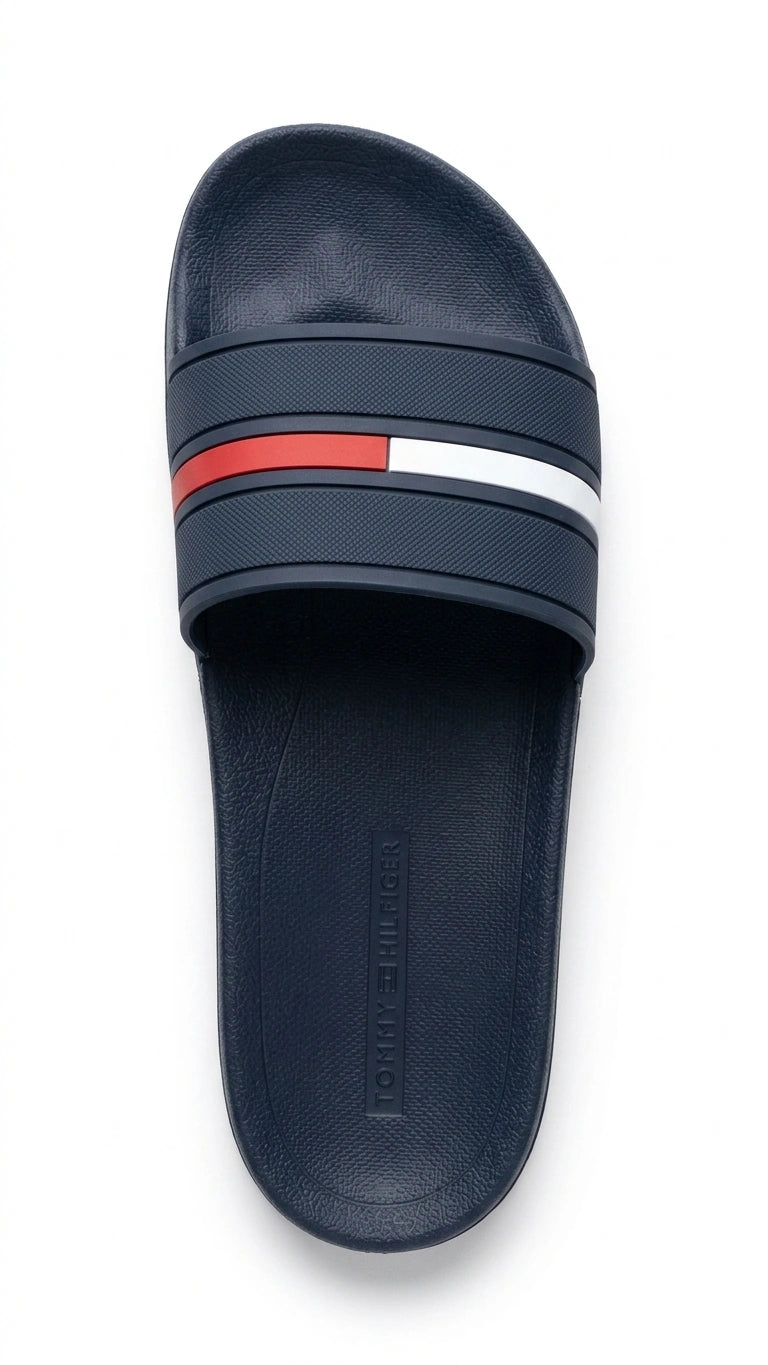 Tommy Hilfiger Men Flag Detail Pool Slides - Navy