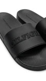 Tommy Hilfiger Men Logo Embossed Pool Slides - Black