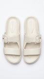Tommy Hilfiger Women's Double Strap Buckle Slides - Ecru