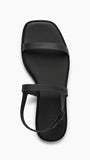 Calvin Klein Women Square Toe Ankle Strap Flat Sandals - Black