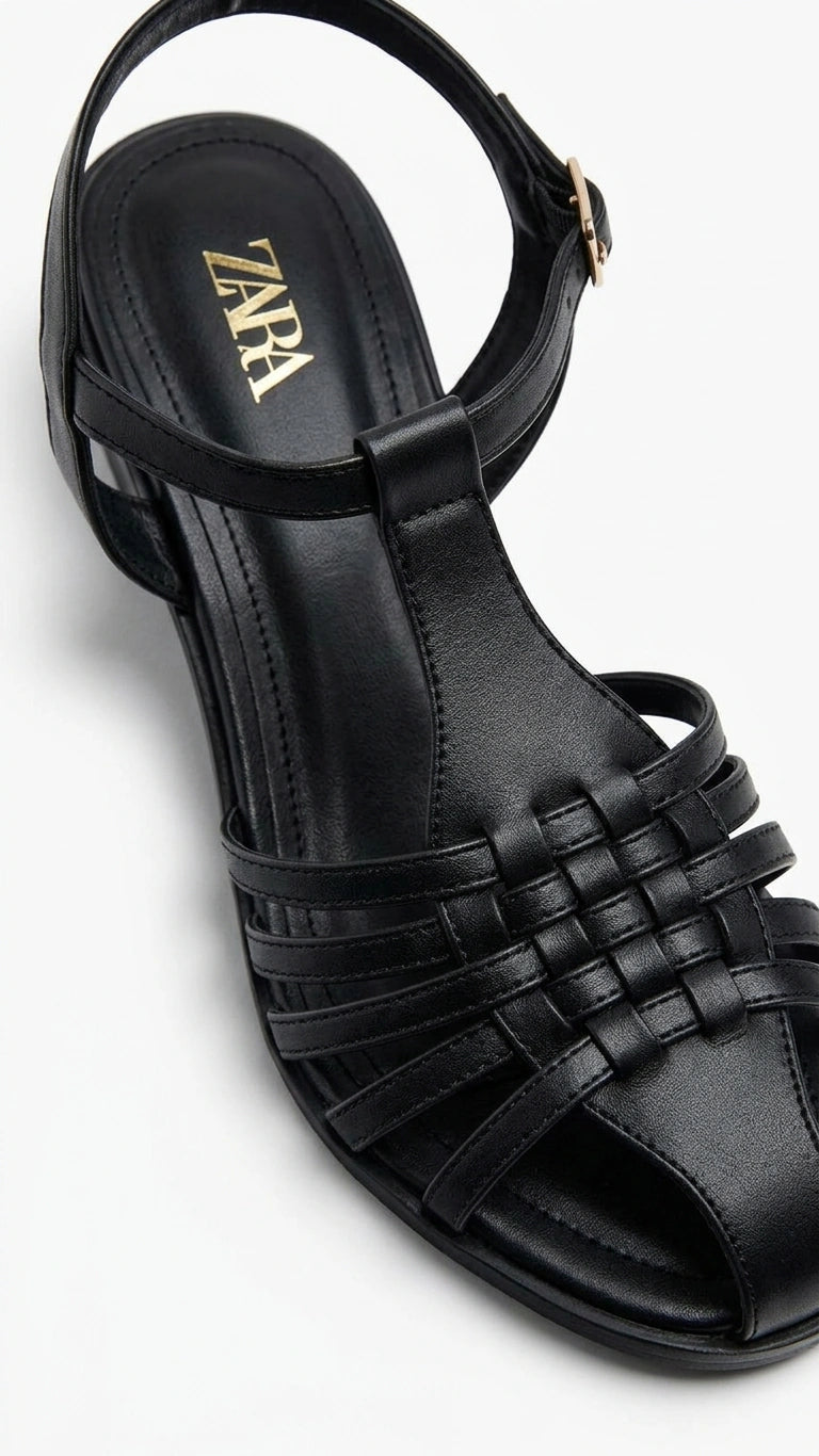 ZARA Woven Fisherman Sandals - Black
