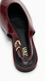 ZARA Women's Patent Slingback Peep Toe Block Heels - Burgundy