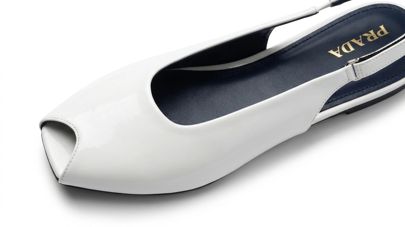 ZARA Women's Peep Toe Slingback Flats - White