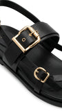 ZARA Women's Buckle Detail Thong Ankle Strap Sandals - Black