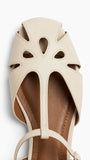 ZARA Women Cut-Out T-Bar Flat Sandals - Cream