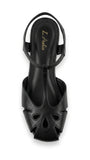 ZARA Women's T-Strap Cutout Low Heel Sandals - Black