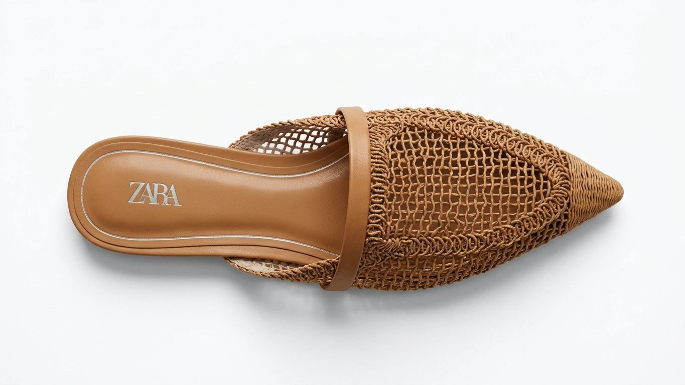 ZARA Women's Woven Slingback Mules - Tan