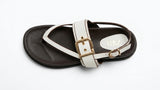 ZARA Buckled Thong Strap Sandals - White/Black