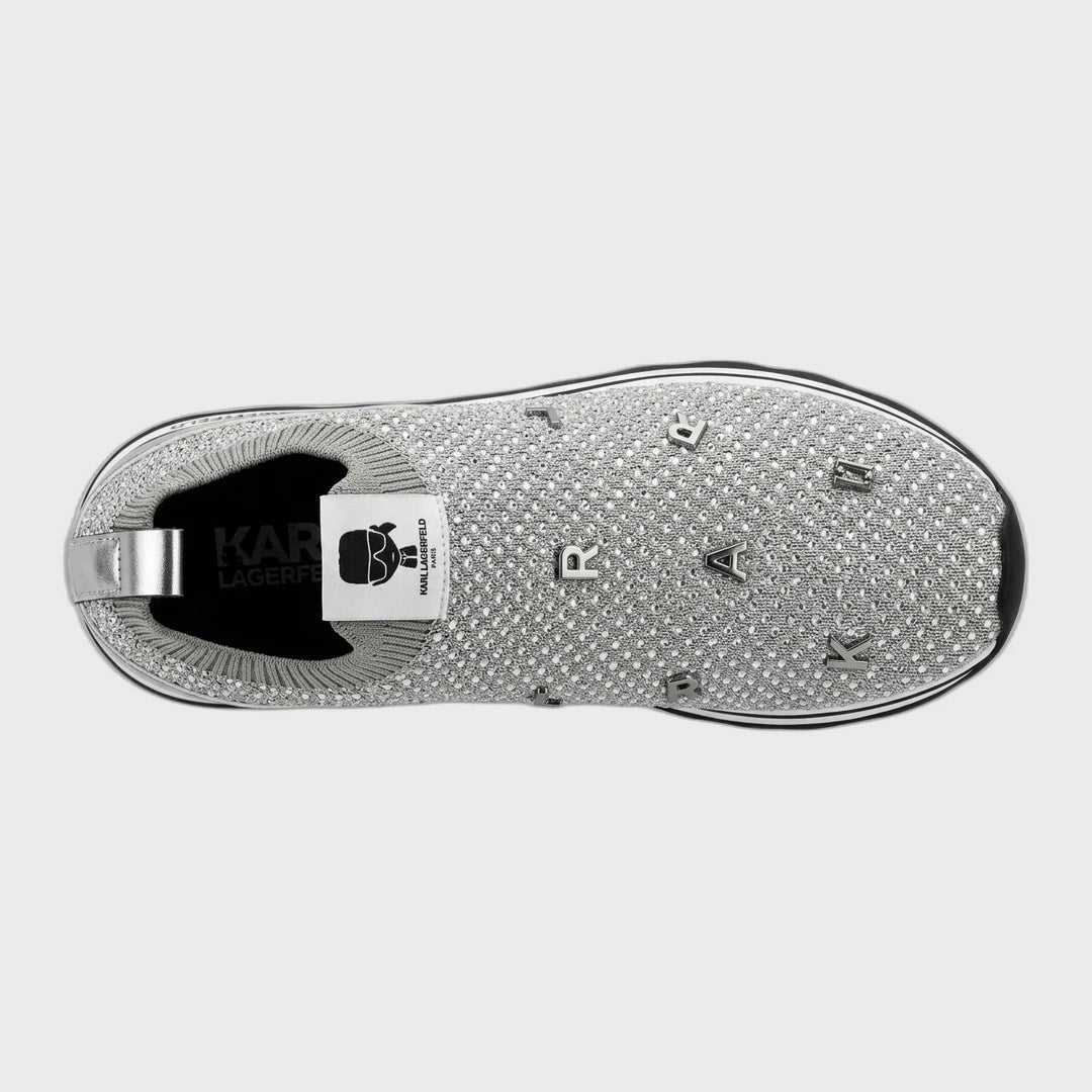 KARL LAGERFELD Women's Knit Wedge Slip-On Trainers - Silver