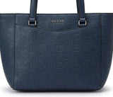 Guess Women Monogram Debossed Logo Tote Bag - Navy Blue