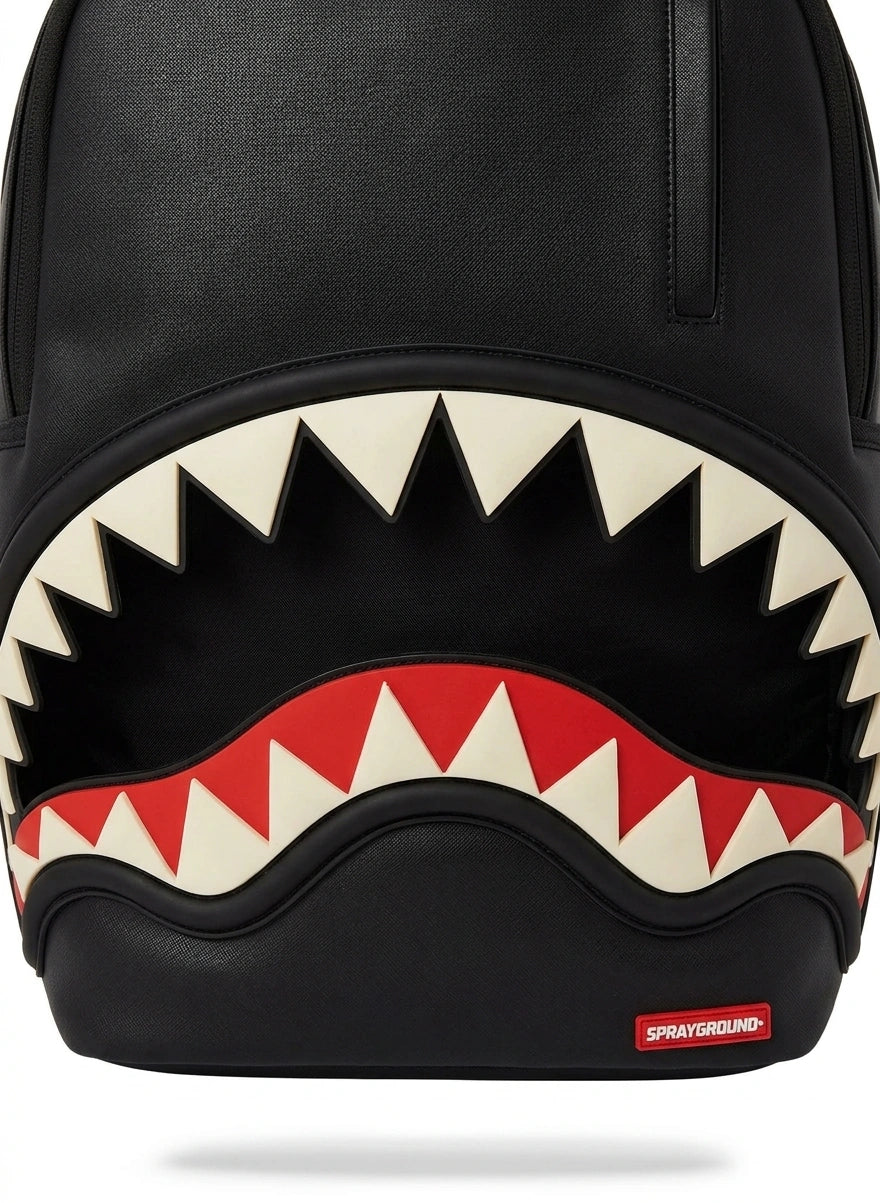 Sprayground Black Pink Sharkmouth DLX Backpack - Black with Pink