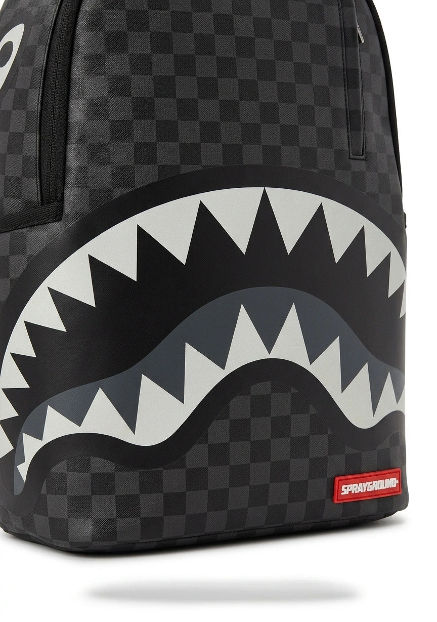 SPRAYGROUND Shark Mouth Checkered Backpack - Black Grey