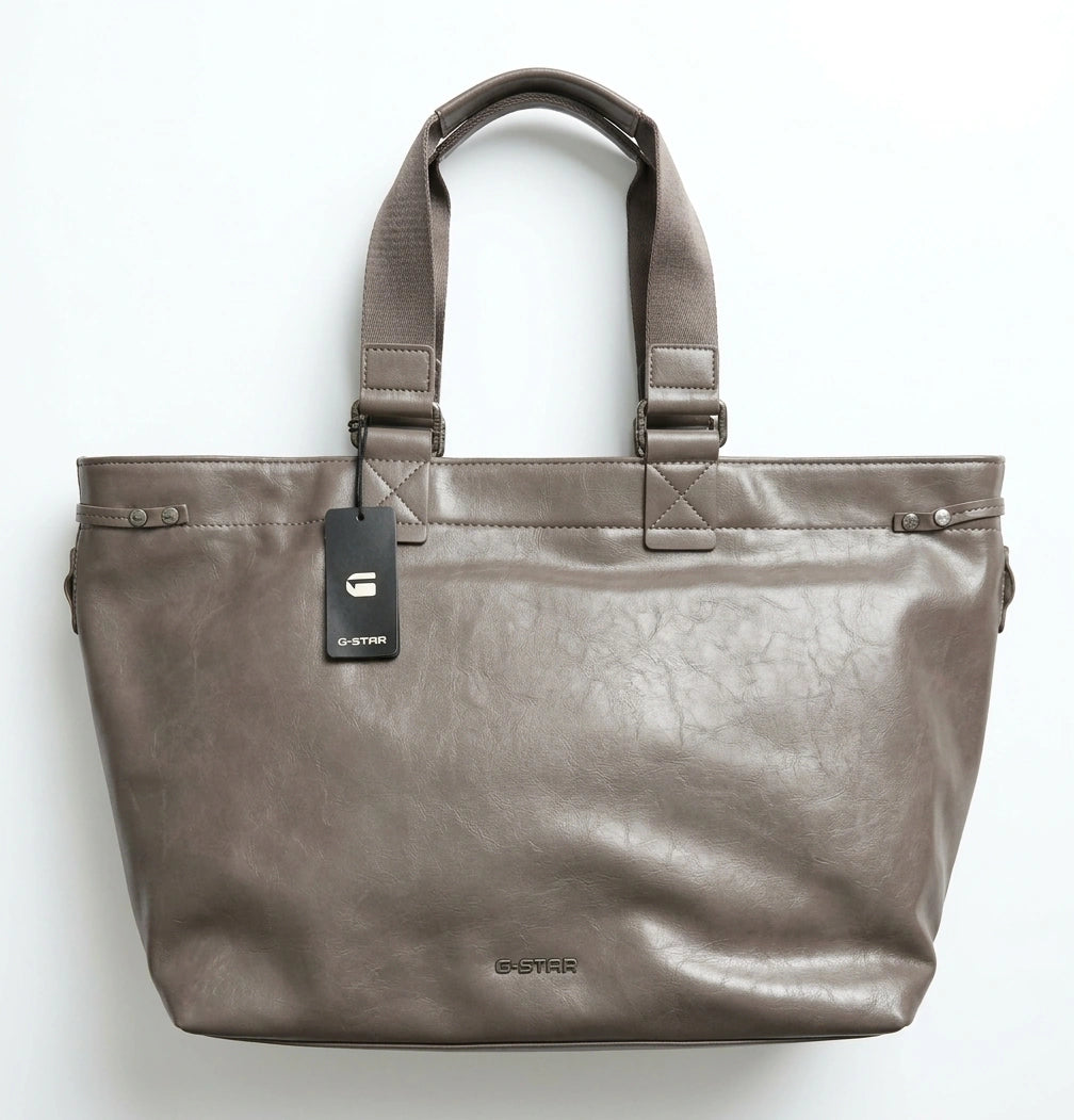 G-STAR Unisex Faux Leather Tote Bag - Mink Brown