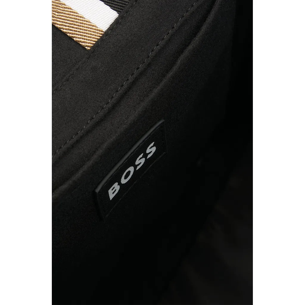 Boss Tote Bag with Oversize Embroidered Logo - Black