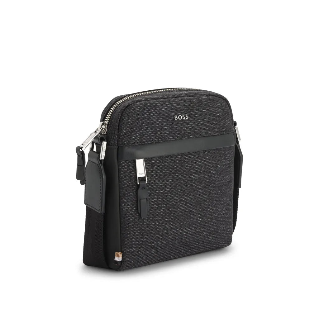 Boss Messenger Bag with Leather Trims - Dark Grey