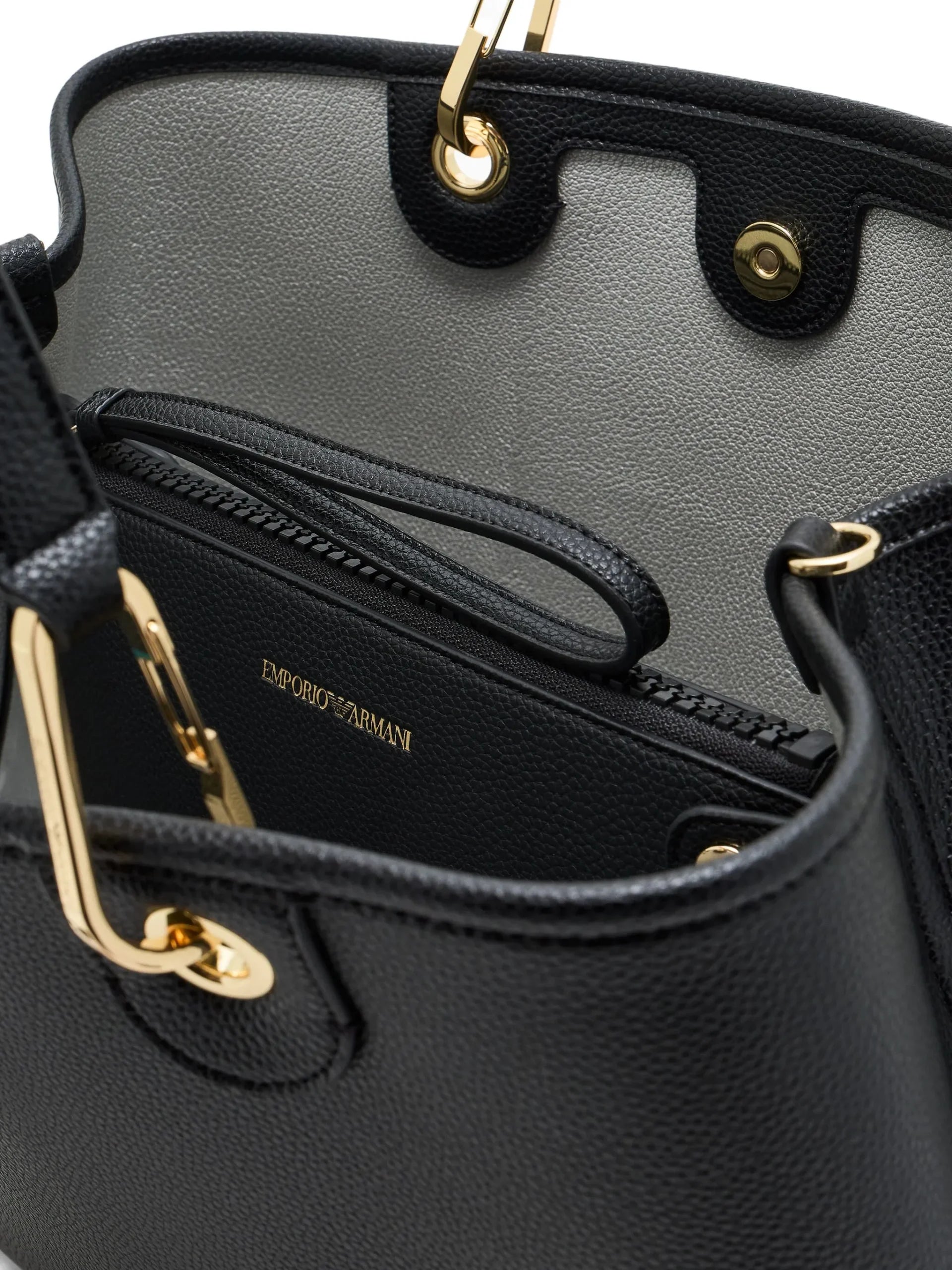 Emporio Armani Medium Grain-leather Tote Bag - Black