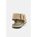ZARA Split Suede Slingback Shoes With Buckle - Beige