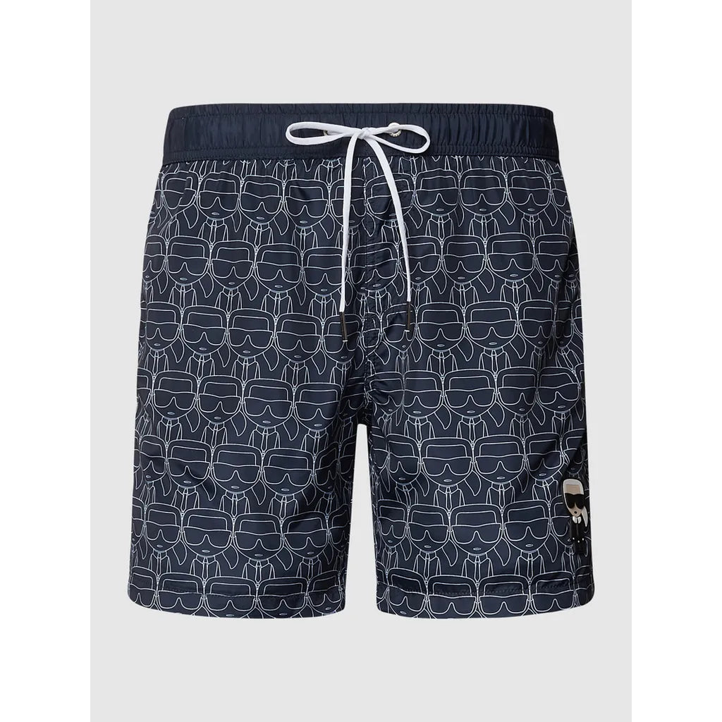 Karl Lagerfeld Ikonik All-Over-Print Board Shorts - Black