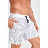 Karl Lagerfeld Ikonik All-Over-Print Board Shorts - White