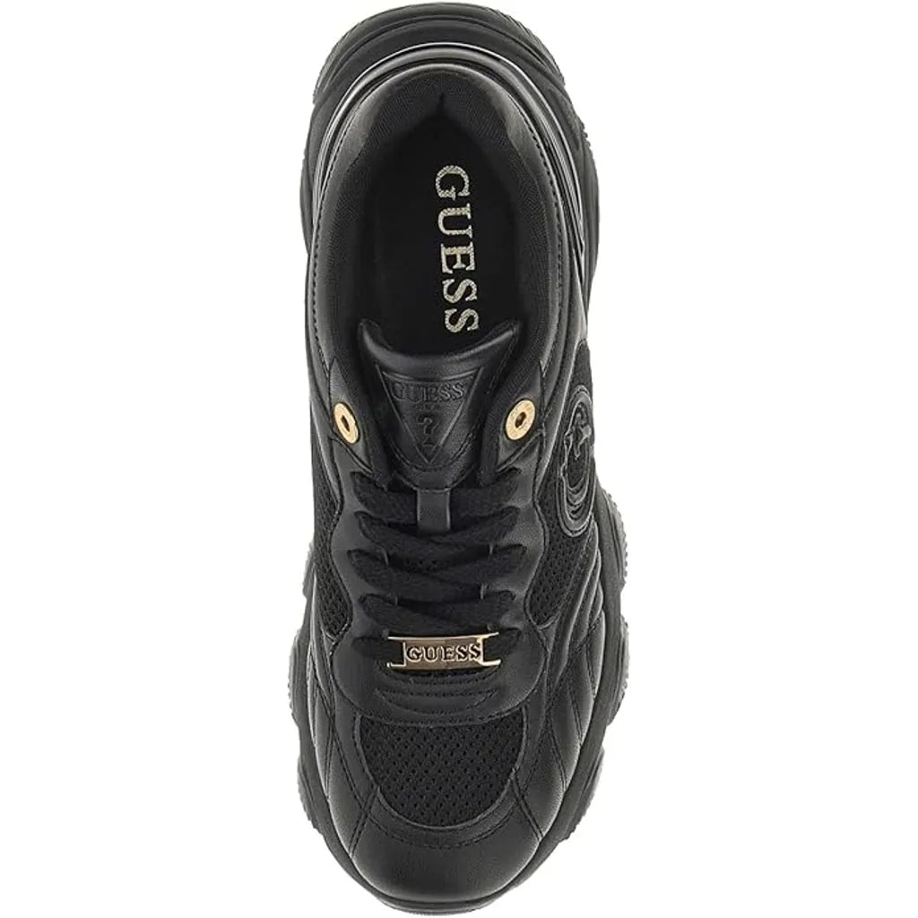 GUESS Women's Mesh Panel Lace-Up Sneakers - Black