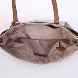Michael Kors Charlotte Large MK Siganture Top-Zip Tote Vanilla/Brown