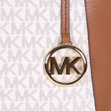 Michael Kors Charlotte Large MK Siganture Top-Zip Tote Vanilla/Brown