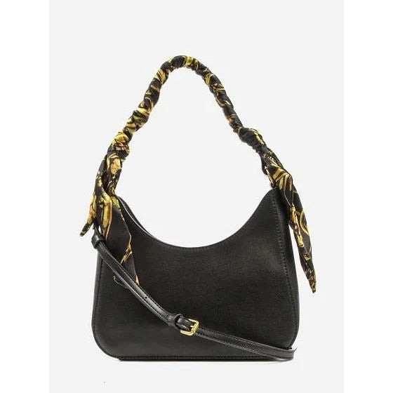 VERSACE SHOULDER BAG WITH DECORATIVE SCARF-BLK