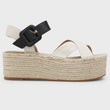 BOSS Platform-sole espadrilles with leather and canvas straps
