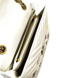Pinko Mini Love Brooches Quilted Bag in Leather-WHT