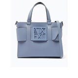 Armani Exchange Medium Susy Tote Bag in Faux Leather Blue