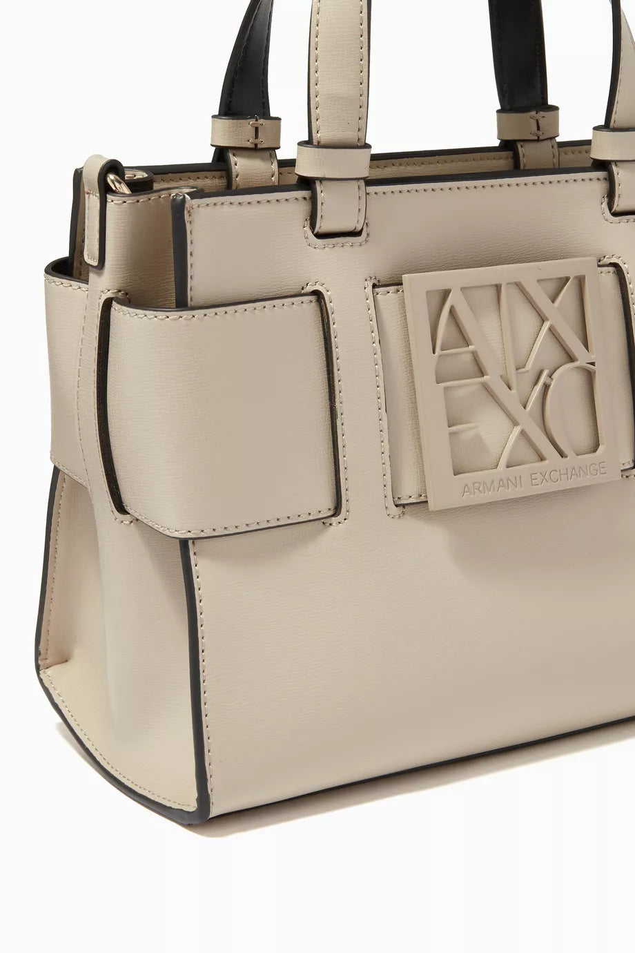 Armani Exchange Logo Plaque Hand Bag in Faux Leather