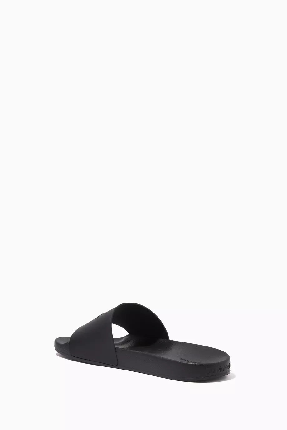 Calvin Klein Logo Slides in Rubber-BLK