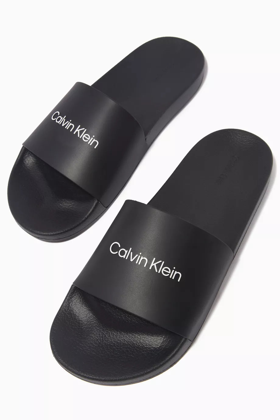 Calvin Klein Logo Slides in Rubber-BLK
