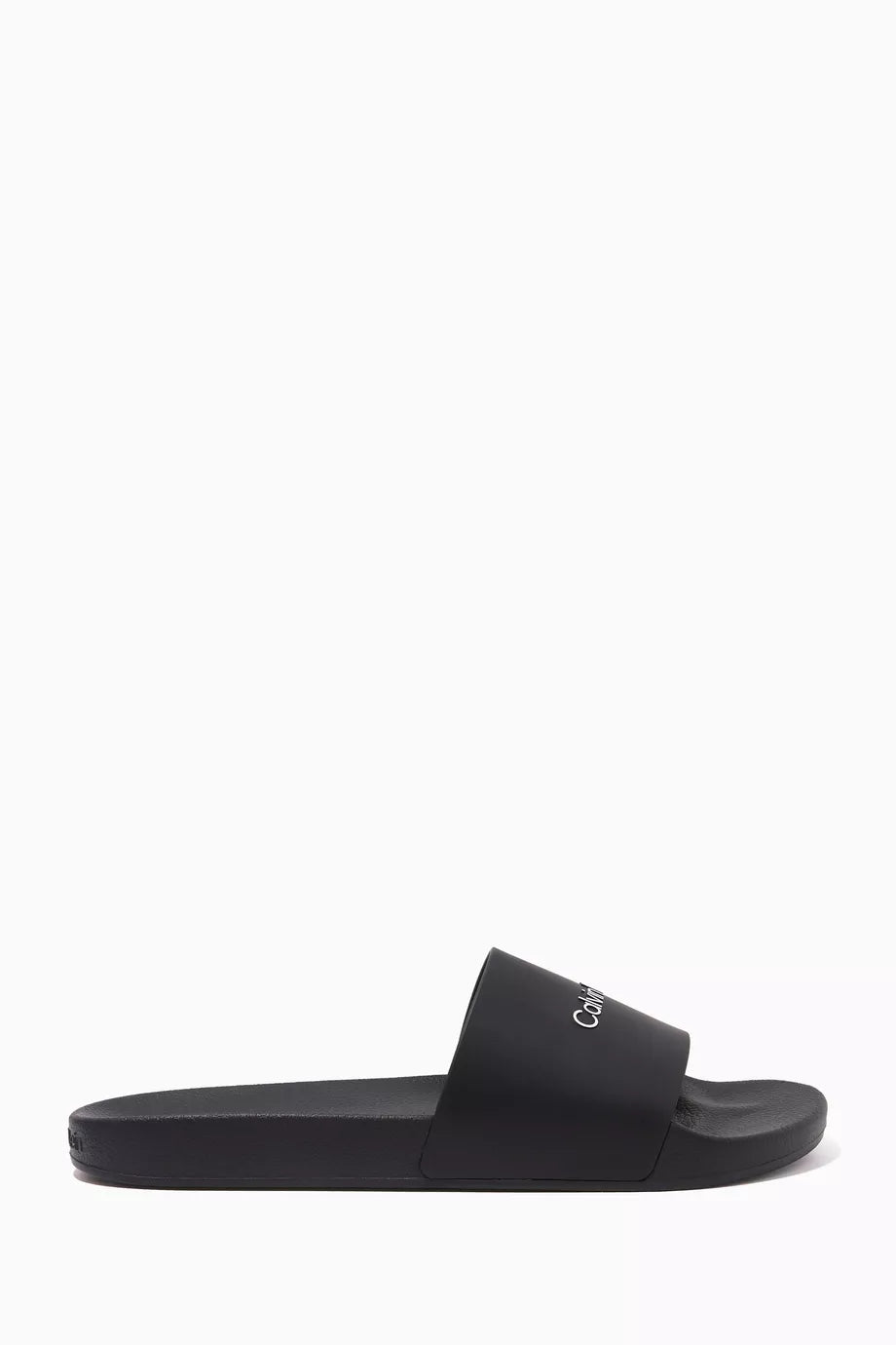 Calvin Klein Logo Slides in Rubber-BLK