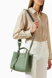 Emporio Armani Medium logo embossed faux leather handbag-GREEN