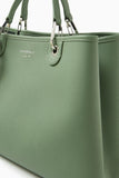 Emporio Armani Medium logo embossed faux leather handbag-GREEN