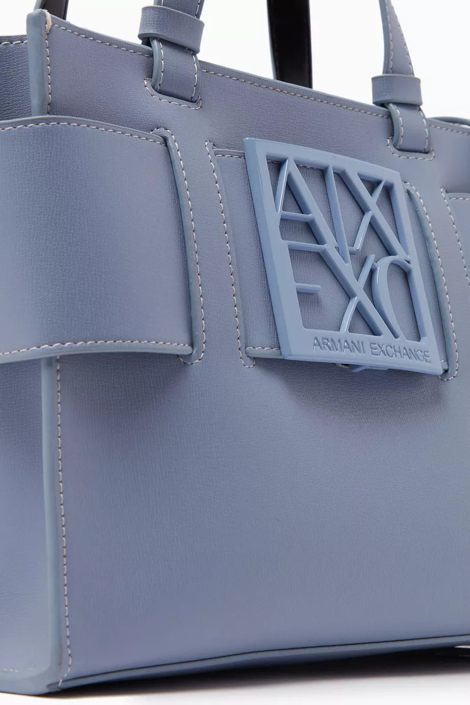Armani Exchange Medium Susy Tote Bag in Faux Leather Blue