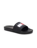 Tommy Hilfiger Men Logo Print Pool Slides-BLK