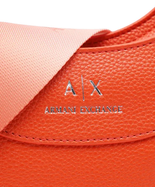Armani Exchange debossed-logo leather shoulder bag Orange