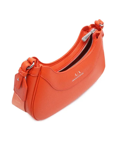Armani Exchange debossed-logo leather shoulder bag Orange