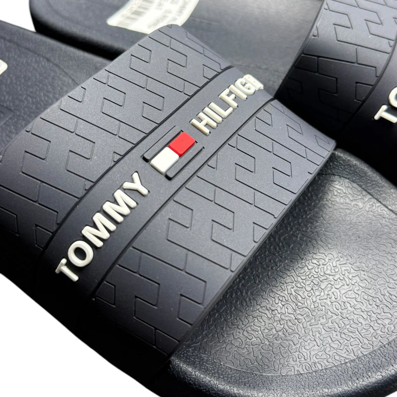 TOMMY HILFIGER Slides with Embossed Logo Print-NAV